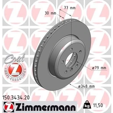 Kuva ZIMMERMANN COAT Z 150.3434.20 Jarrulevyt 348 30 6/5 5 120 tuuletettu sisältä pinnoitettu hiiliteräs BMW: Touring, Sedan, 6 Coupe