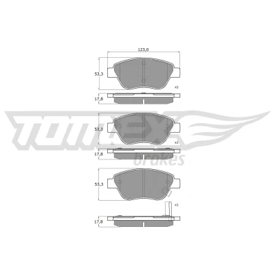 Kuva TOMEX brakes TX 15 20 Jarrupalat Etuakseli akustisella kulumavaroittimella OPEL: Corsa D Hatchback, FIAT: Panda II Hatchback