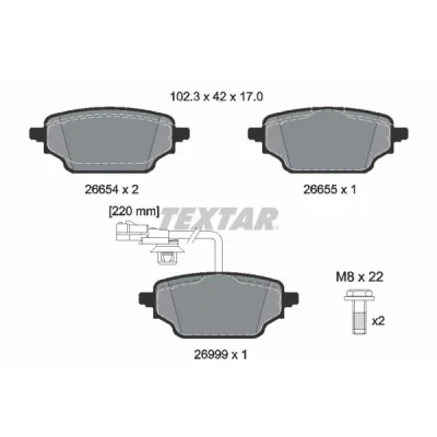 Kuva TEXTAR 2665402 Jarrupalat kulumisvaroitinkoskettimella MERCEDES BENZ: Citan II Van