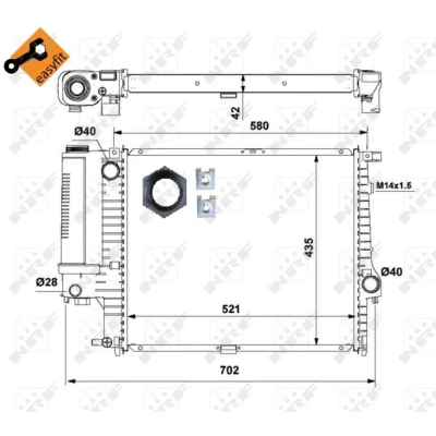 Kuva NRF EASY FIT 53897 Jäähdytin Alumiini 521 435 42 asennusosilla Jäähdytysrivat juotetut BMW: 5 Sedan, Touring