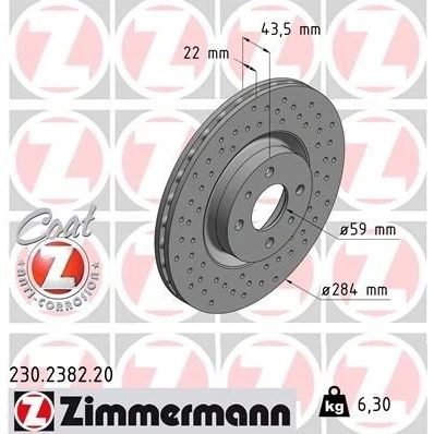 Kuva ZIMMERMANN COAT Z 230.2382.20 Jarrulevyt 284 22 6/4 4 98 tuuletettu sisältä, reijitetty pinnoitettu