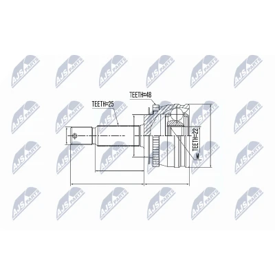 Kuva Nivelsarja, vetoakseli, Etuakseli, oikea, vasen Hyundai Getz OE 495001C250, 495001C260