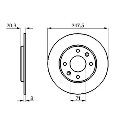Kuva BOSCH 0 986 478 371 Jarrulevyt 247 8 4 108 täysi rasvattu PEUGEOT: 205 II Hatchback