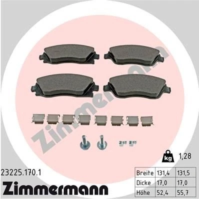 Kuva ZIMMERMANN 23225.170.1 Jarrupalat akustisella kulumavaroittimella Ruuveilla Valokuva vastaa toimituslaajuutta, Jousella OPEL: Meriva A