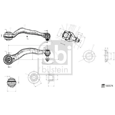 Kuva FEBI BILSTEIN 185574 Alatukivarsi laakerilla Alla, Edessä, Etuakseli, oikea Poikittaistukivarsi Alumiini 19 BMW: 5 Sedan, Touring