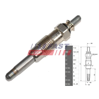 Kuva Hehkutulppa ALFA ROMEO, BMW, CITROËN, FIAT, FORD, JEEP, LADA, LANCIA, LAND ROVER, LDV, MERCEDES BENZ, OPEL, PEUGEOT, RENAULT, SEAT, SUZUKI, T