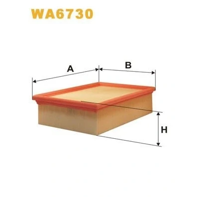 Kuva WIX FILTERS WA6730 Ilmansuodatin 68mm 168mm 248mm Suodatinpanos PEUGEOT: 307 SW, Hatchback, 206 CITROËN: C4 I Coupe