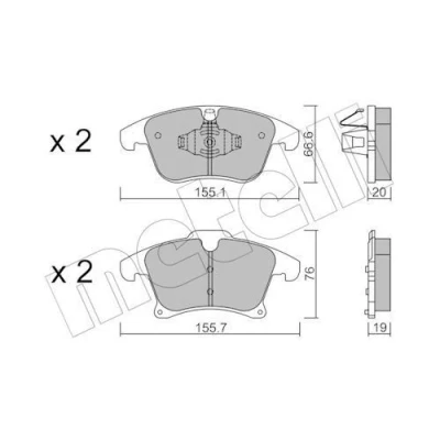 Kuva METELLI 22 1039 1 Jarrupalat Ilman kulumisenilmaisinta FORD: Mondeo 5 Kombi, 5, S Max Mk2
