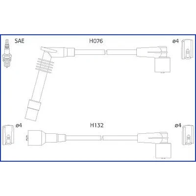 Kuva HITACHI 134246 Sytytysjohto OPEL: Astra F CC, Sedan, Corsa B Hatchback