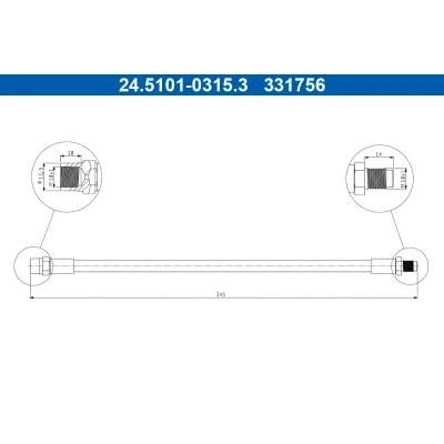 Kuva ATE 24.5101 0315.3 Jarruletku 345mm M10x1mm BMW: 5 Touring