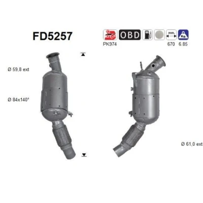 Kuva AS FD5257 Hiukkassuodatin Euro 5 Kordieriitti