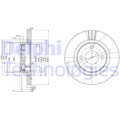Kuva DELPHI BG2784 Jarrulevyt 280 22 4 Tuuletettu rasvattu käsittelemätön ilman pyöränlaakeria, ABS sensorirengasta AUDI: 80 B4 Sedan, Coupe B3