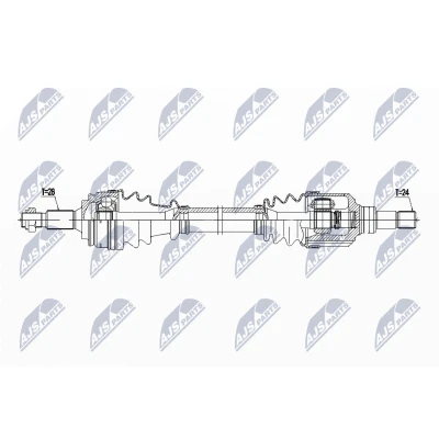 Kuva Vetoakseli, Etuakseli, oikea Citroën Berlingo, Peugeot 308 II OE 16 102 056 80, 98 066 997 80
