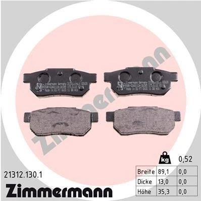 Kuva ZIMMERMANN 21312.130.1 Jarrupalat Valokuva vastaa toimituslaajuutta HONDA: CIVIC 6 Aerodeck, Fastback