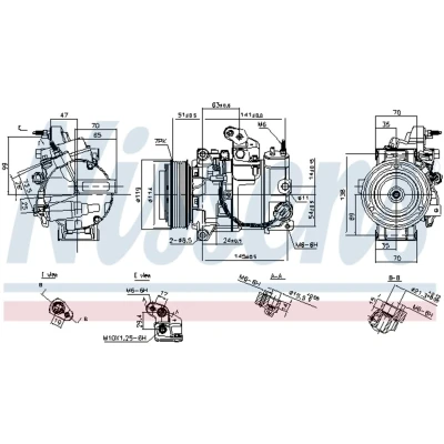 Kuva NISSENS 890816 Ilmastoinnin Kompressori CSE617 12 PAG 46 R 134a