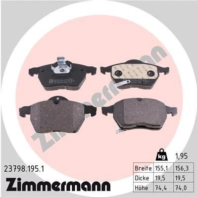 Kuva ZIMMERMANN 23798.195.1 Jarrupalat akustisella kulumavaroittimella liimakelmulla Valokuva vastaa toimituslaajuutta SAAB: 9 3 Hatchback, 5 Farmari