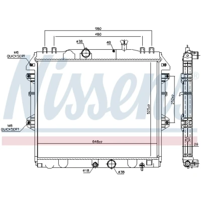 Kuva NISSENS 646807 Jäähdytin Alumiini 525 651 28 Jäähdytysrivat juotetut TOYOTA: HILUX 3 Pick up