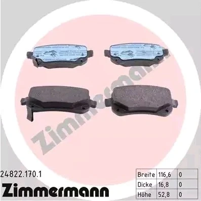 Kuva ZIMMERMANN 24822.170.1 Jarrupalat akustisella kulumavaroittimella Valokuva vastaa toimituslaajuutta FIAT: Freemont, DODGE: Journey MPV