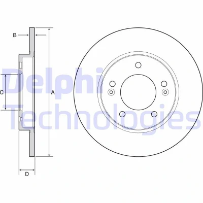 Kuva DELPHI BG4949C Jarrulevyt 272 10 5 täysi pinnoitettu hiiliteräs ilman pyöränlaakeria, ABS sensorirengasta HYUNDAI: i30 III Hatchback