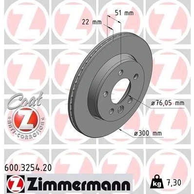 Kuva ZIMMERMANN COAT Z 600.3254.20 Jarrulevyt 300 22 6/5 5 120 Tuuletettu, ulko pinnoitettu hiiliteräs VOLKSWAGEN: Amarok Pick up, Crafter Bussi
