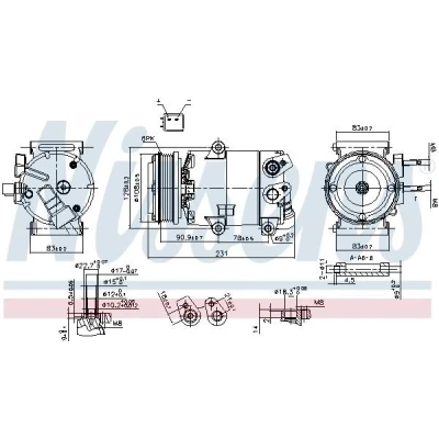 Kuva NISSENS 890588 Ilmastoinnin Kompressori VS16X 12 PAG 46 R 134a FORD: FOCUS 3 Turnier, C Max 2