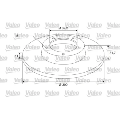 Kuva VALEO 675413 Jarrulevyt Taka akseli 300 11 5 täysi pinnoitettu Ruuvilla, ABS sensorirenkaalla, integroidulla pyöränlaakerilla RENAULT: LAGUNA 3
