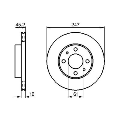 Kuva BOSCH 0 986 478 459 Jarrulevyt 247 18 4 100 Tuuletettu rasvattu NISSAN: ALMERA 1, 1 Hatchback