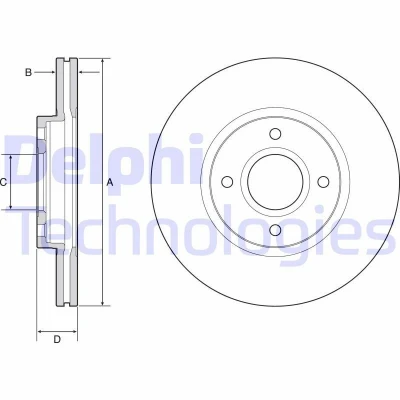 Kuva DELPHI BG4569C Jarrulevyt 278 23 4 Tuuletettu pinnoitettu käsittelemätön ilman pyöränlaakeria, ABS sensorirengasta FORD: FIESTA 6, 7