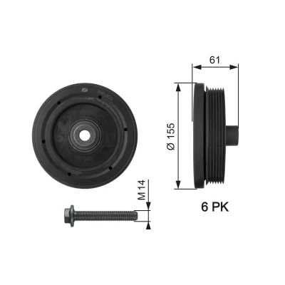 Kuva GATES TVD1021A Kampiakselin Hihnapyörä 155 Tarvikkeilla FleetRunner Micro V Stretch Fit
