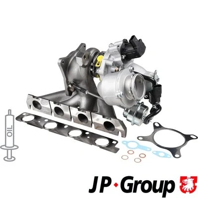 Kuva JP GROUP 1117408100 Turboahdin Pakokaasuahdin sis. tiivistesarjan VOLKSWAGEN: Golf 5, Passat B6 Variant, Jetta 3, SKODA: Octavia 2 Combi