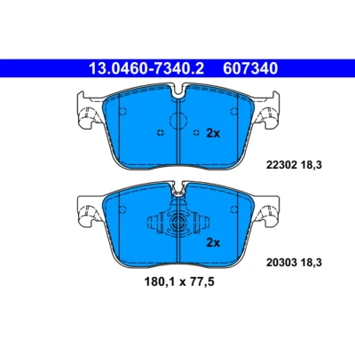 Kuva ATE 13.0460 7340.2 Jarrupalat Kulumisenilmaisemelle, Ilman kulumisenilmaisinta JAGUAR: F Pace, XF Sedan, LAND ROVER: Range Rover Velar