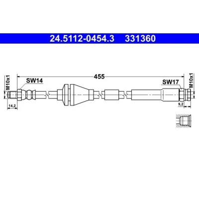 Kuva ATE 24.5112 0454.3 Jarruletku 454 M10x1 FIAT: Punto II Hatchback