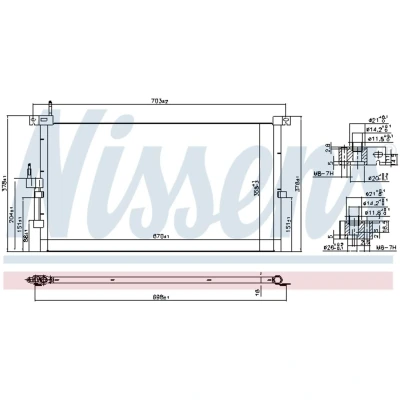 Kuva NISSENS 94718 Ilmastoinnin Lauhdutin ilman vedenerotinta Alumiini 670 R 134a