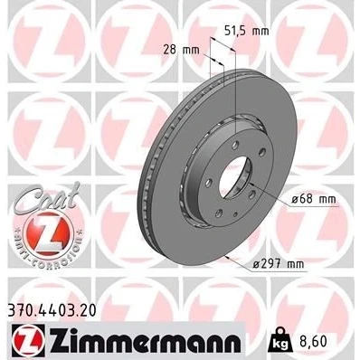 Kuva ZIMMERMANN 370.4403.20 Jarrulevyt 297 28 6/5 5 114 Tuuletettu, ulko pinnoitettu MAZDA: CX I, II