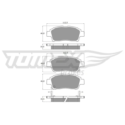 Kuva TOMEX brakes TX 13 87 Jarrupalat Etuakseli akustisella kulumavaroittimella TOYOTA: Yaris I Hatchback