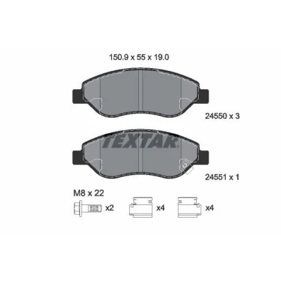 Kuva TEXTAR 2455001 Jarrupalat akustisella kulumavaroittimella Tarvikkeilla OPEL: Corsa D Hatchback
