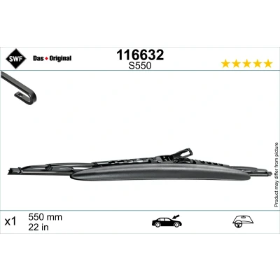Kuva Pyyhkijänsulka Swf 116632 550mm Pyyhkijänsulka,perinteinen runko Spoilerilla 22tuumaa FORD: Focus Mk1 Farmari, MONDEO 3 Stufenheck, Kombi
