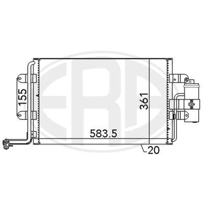 Kuva ERA 667062 Ilmastoinnin Lauhdutin Vedenerottimella VOLKSWAGEN: Golf 4, Bora Sedan, 4 Variant, AUDI: TT Roadster, Coupe, SEAT: Leon I Hatchback