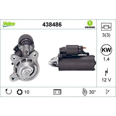 Kuva VALEO 438486 Starttimoottori 12 2,4 10 FORD: Focus Mk1 Farmari, Transit Connect Van, Hatchback