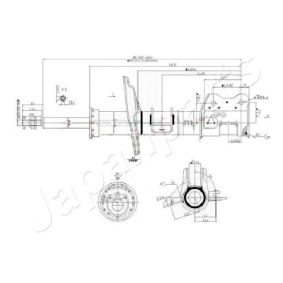 Kuva JAPANPARTS MM 00159 Iskunvaimentimet Etuakseli, oikea Kaasupaine Kaksiputki Joustintuki Tappi ylhäällä