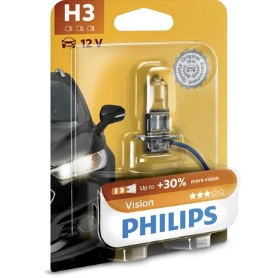 Kuva Halogeenilamppu PHILIPS Vision H3 PK22s BMW, ROVER, HONDA, LAND JEEP, SUBARU, VOLVO, SSANGYONG, PLYMOUTH, ALPINA, SUZUKI, SAAB, IVECO, RENAUL