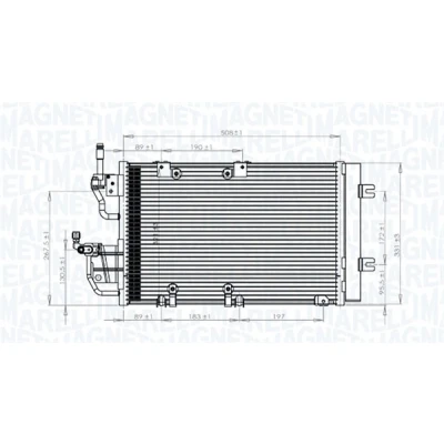 Kuva MAGNETI MARELLI 350203771000 Ilmastoinnin Lauhdutin Vedenerottimella 508x328x16 328 508 16 OPEL: Astra H Caravan, Zafira B, Hatchback