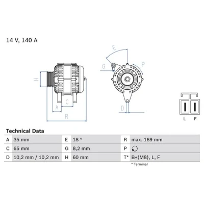 Kuva BOSCH 0 986 084 150 Laturi 14V 140A OPEL: Corsa D Hatchback, Zafira B, Astra H Caravan