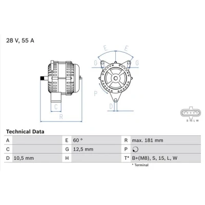 Kuva BOSCH 0 986 042 580 Laturi 28V 55A
