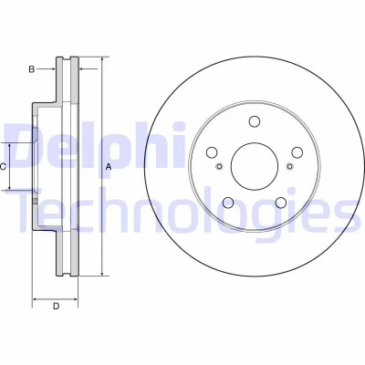 Kuva DELPHI BG4926C Jarrulevyt 281 28 5 Tuuletettu pinnoitettu käsittelemätön ilman pyöränlaakeria, ABS sensorirengasta TOYOTA: HILUX 3 Pick up