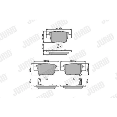 Kuva JURID 572516J Jarrupalat akustisella kulumavaroittimella Ilman tarvikkeita TOYOTA: Avensis II Station Wagon, Sedan, Corolla Verso