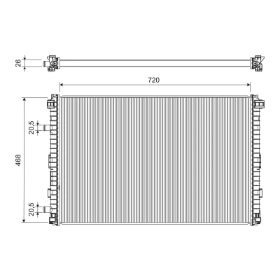 Kuva VALEO 701305 Jäähdytin Alumiini 720mm 468mm 26mm lman kylmäainesäädintä