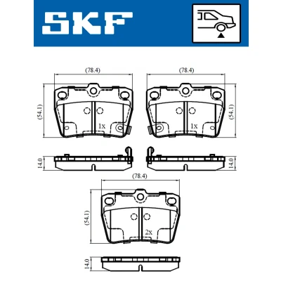 Kuva SKF VKBP 90288 A Jarrupalat akustisella kulumavaroittimella TOYOTA: RAV4 II SUV, I SUV