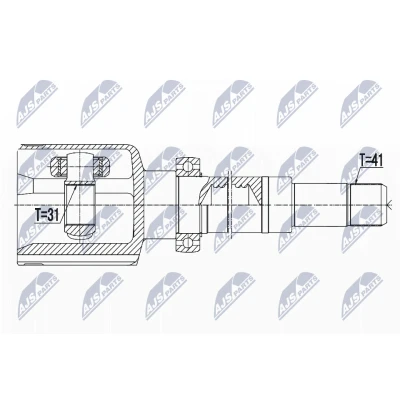 Kuva NTY NPW FR 059 Vetonivel Käsivaihteisto, 6 portainen Etuakseli, oikea FORD: Transit Mk6 Van, Bussi, Flatbed Kuorma auto/Alusta