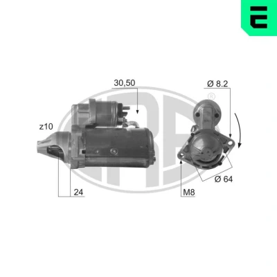 Kuva ERA 220432A Starttimoottori 12V 1,8kW 10 30 50 64mm OPEL: Astra H Caravan, Corsa D Hatchback